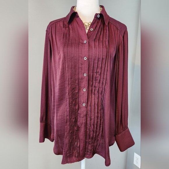 Anthropologie Long Sleeve Blouse. Burgundy. Size Small - Picture 1 of 7